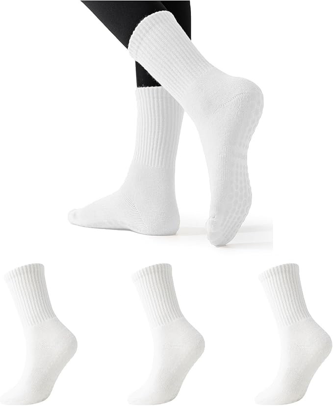 Flydo Pilates Grippy Socks with Grips for Women Yoga Non Slip Long Socks for Pure Barre, Ballet,D... | Amazon (US)
