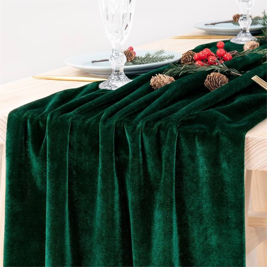 MLMW Emerald Velvet Table Runner 29 x 120 Inches 10ft Fall Table Runner Luxurious Dining Table Ru... | Amazon (US)