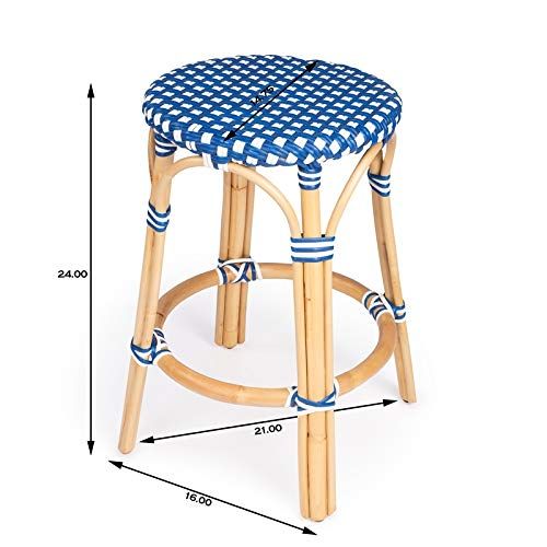 Beaumont Lane 24" Transitional Rattan Counter Stool in Sky Blue | Amazon (US)