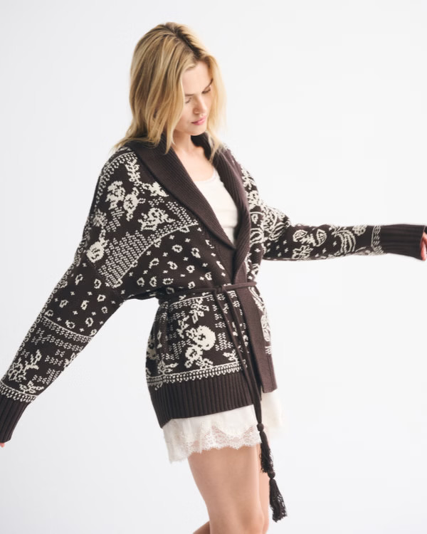 Women's Bandana Print Belted Cardigan | Women's New Arrivals | Abercrombie.com | Abercrombie & Fitch (US)