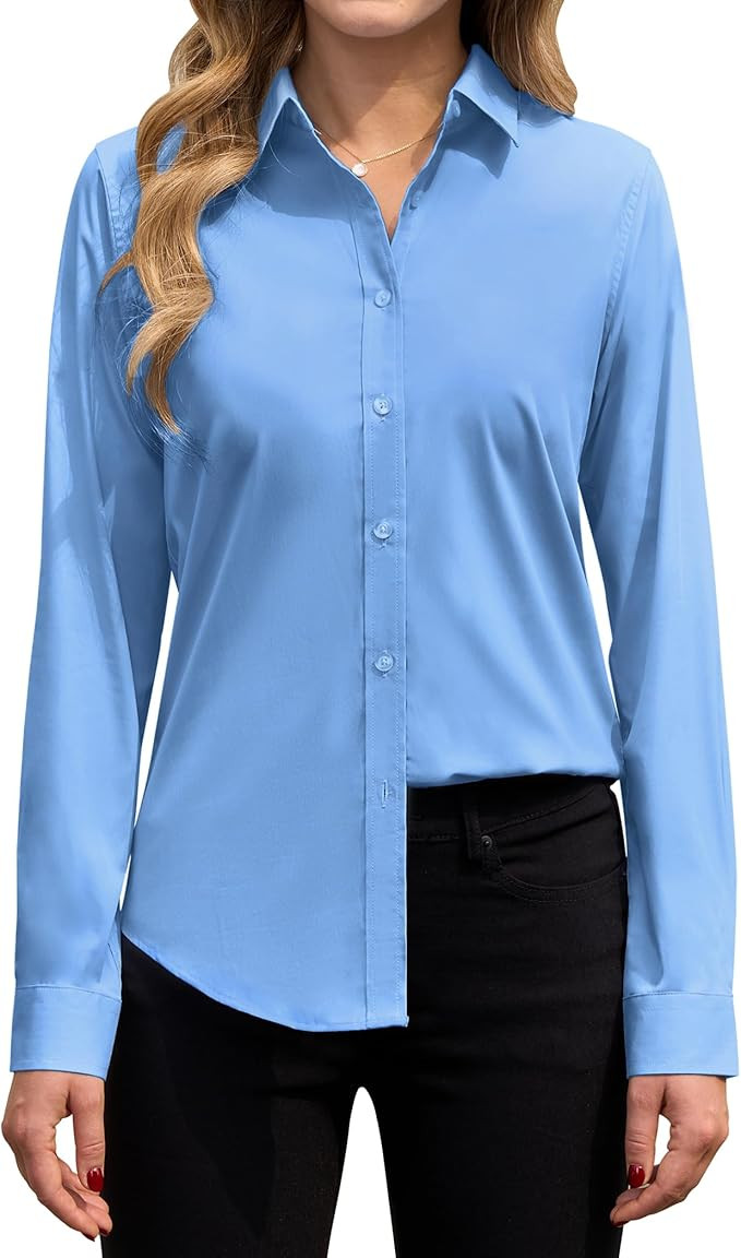 siliteelon Button Down Shirts Dress Shirts for Women Long Sleeve Womens Work Shirts Regular Fit C... | Amazon (US)