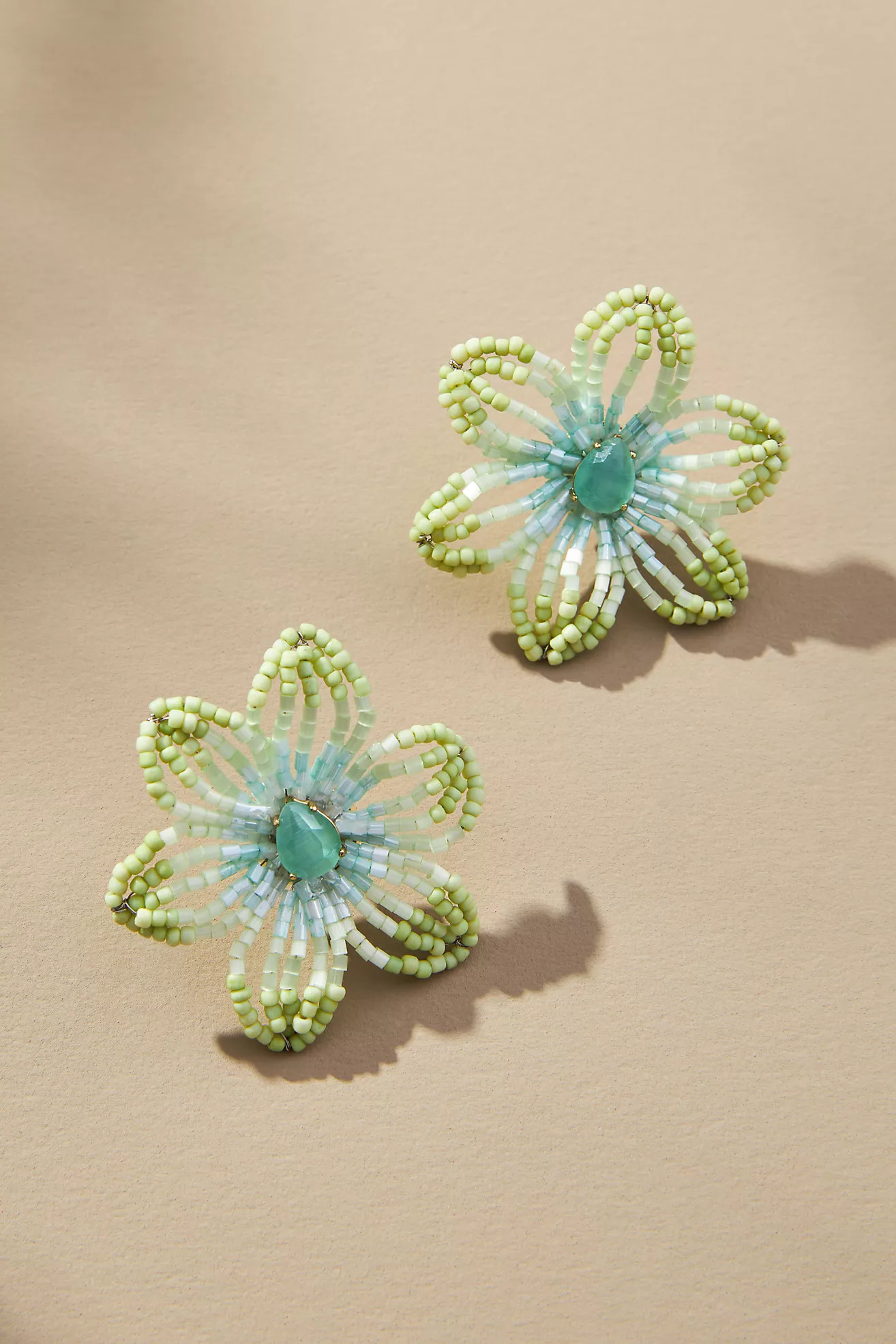 Small Beaded Floral Post Earrings | Anthropologie (US)