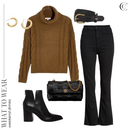 Perfect outfit for heading to drinks with the girls.

Black booties // chunky hoop earrings // crossbody purse // ankle fray jeans // leather belt // cable knit turtleneck sweater

For more style finds head to cristincooper.com 

#LTKstyletip #LTKSeasonal