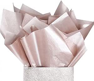 UNIQOOO 100 Sheets 20X14 Premium Metallic Rose Gold Champagne Gold Tissue Gift Wrap Paper Bulk - ... | Amazon (US)