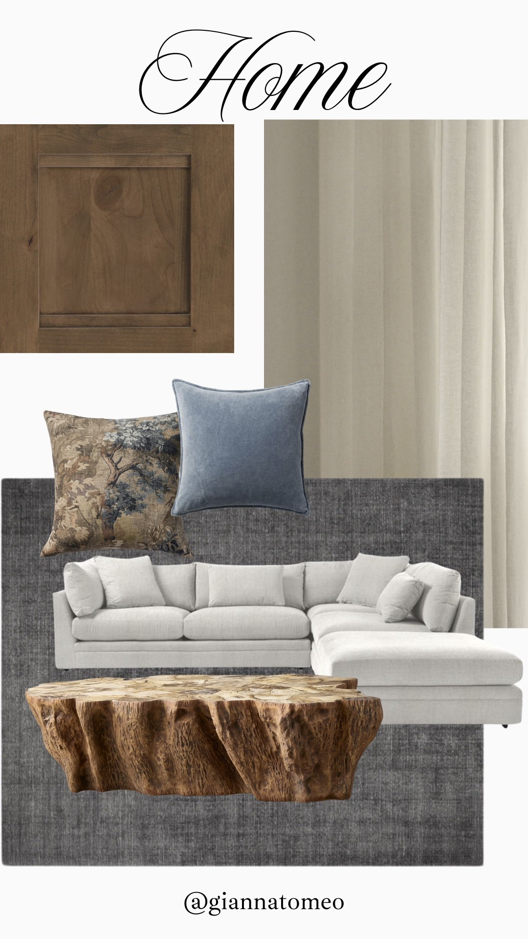 Putting together my living room, thought I would share my idea. Gray couch, gray rug, dark gray rug, petrified, wood, coffee, table, wood, coffee, table, round kitchen cabinets, blue pillows, floral pillows, cozy, decor, modern core, modern home, cozy home, traditional home. Solid rug, muted rug, dark rug, charcoal, rug, Mountain home

#LTKHome