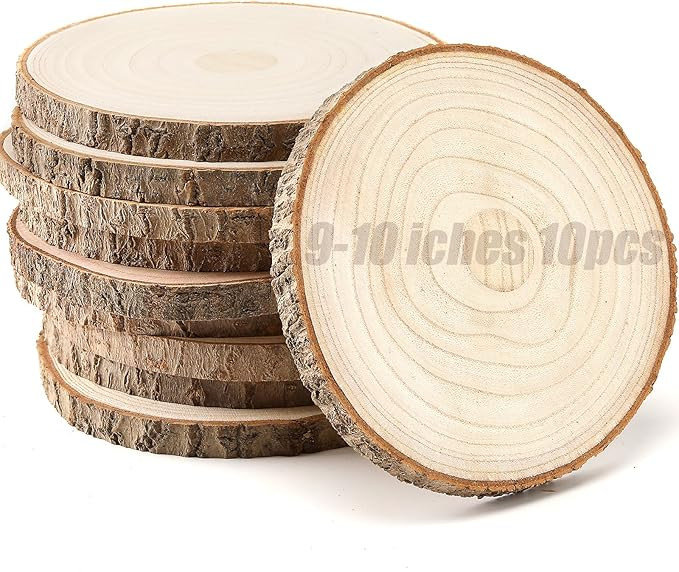 10 pcs Large Wood Slices for Centerpieces 9-10 inches Wood Rounds for Tables Decor Rustic Wood Ci... | Amazon (US)