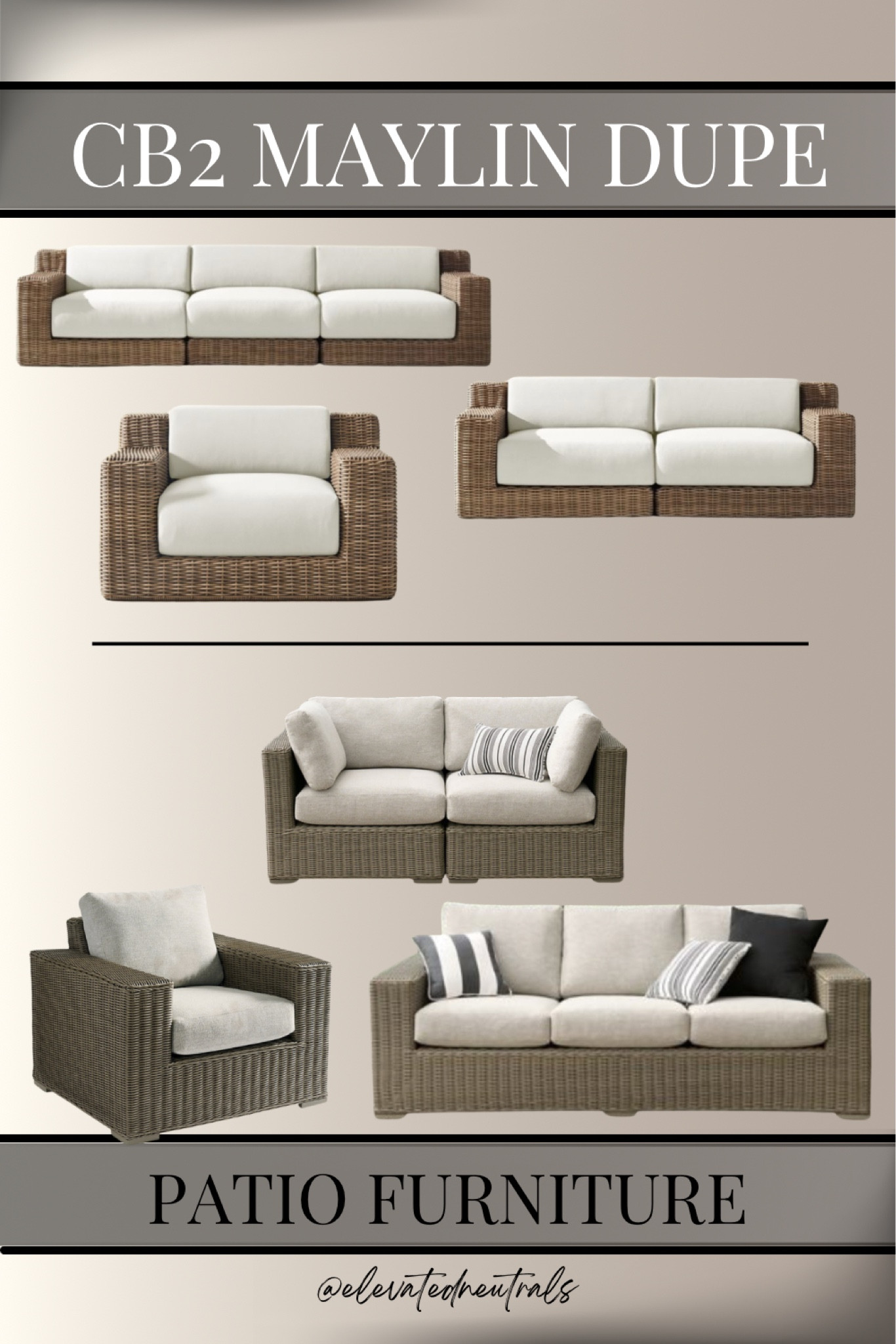 I found a more affordable version of the CB2 Maylin Patio Furniture Set!

To view all of my favorite patio finds visit my ‘Outdoor Patio Furniture Set’ collection in the product tab of my profile. While you’re there be sure to check out all of my outdoor folders to complete the vibe.

All Weather | Rattan | Wicker | Lounge Chair | Sunbrella Beige Cushions | Sectional Sofa | Ottoman | Conversation Set | Aluminum Frame | Swivel | Modern Farmhouse | Cottage | Coffee Table | Side Table | Accent Chair | Ottoman |

#LTKHome #LTKSeasonal