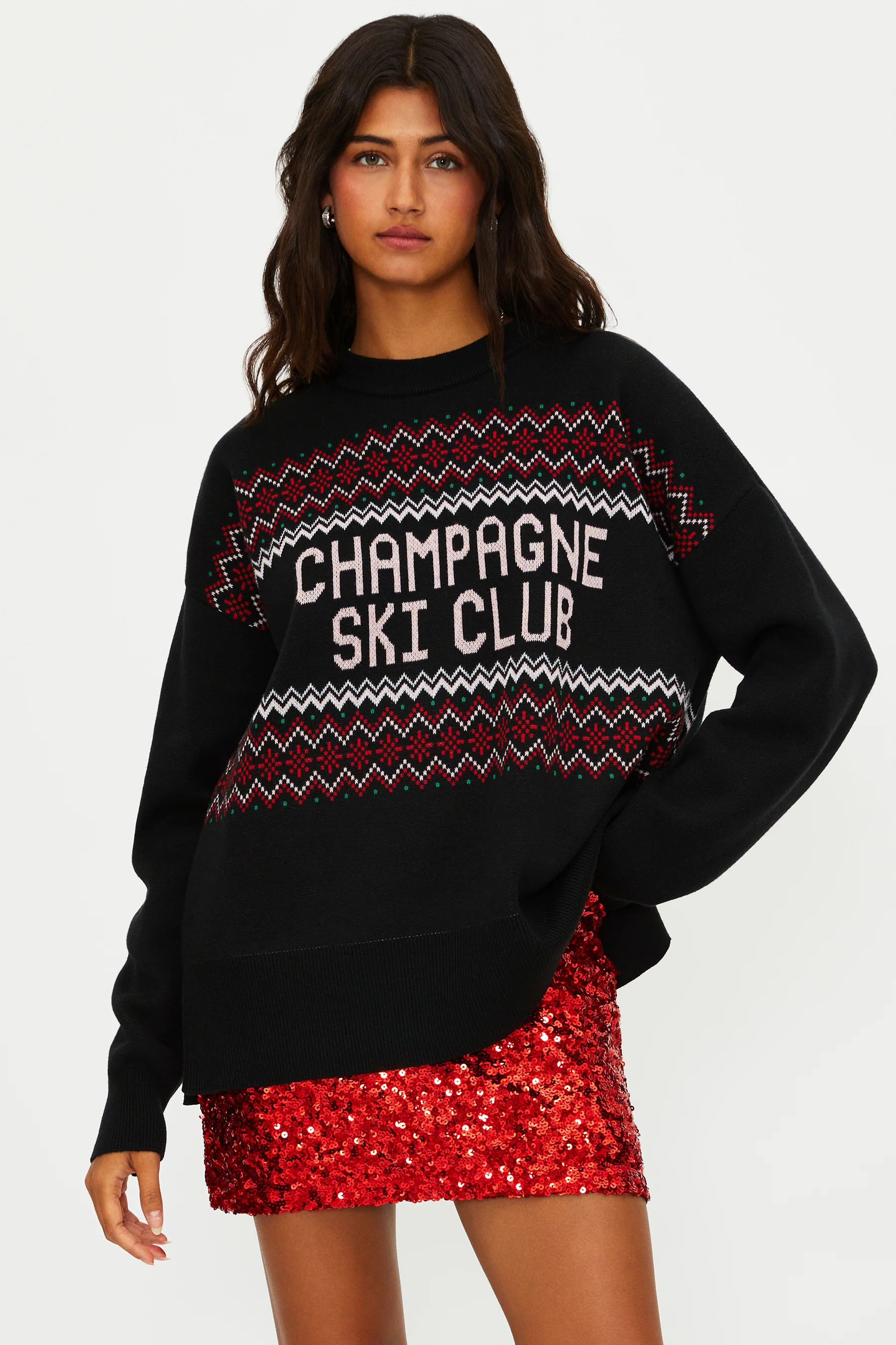 Callie Sweater Cheers Champagne Ski Club | Holiday Sweater | Beach Riot | Beach Riot