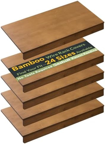 Wire Shelf Covers, Bamboo Wire Rack Covers for Pantry, Closet (4pcs, 24" W x 12" D) | Amazon (US)