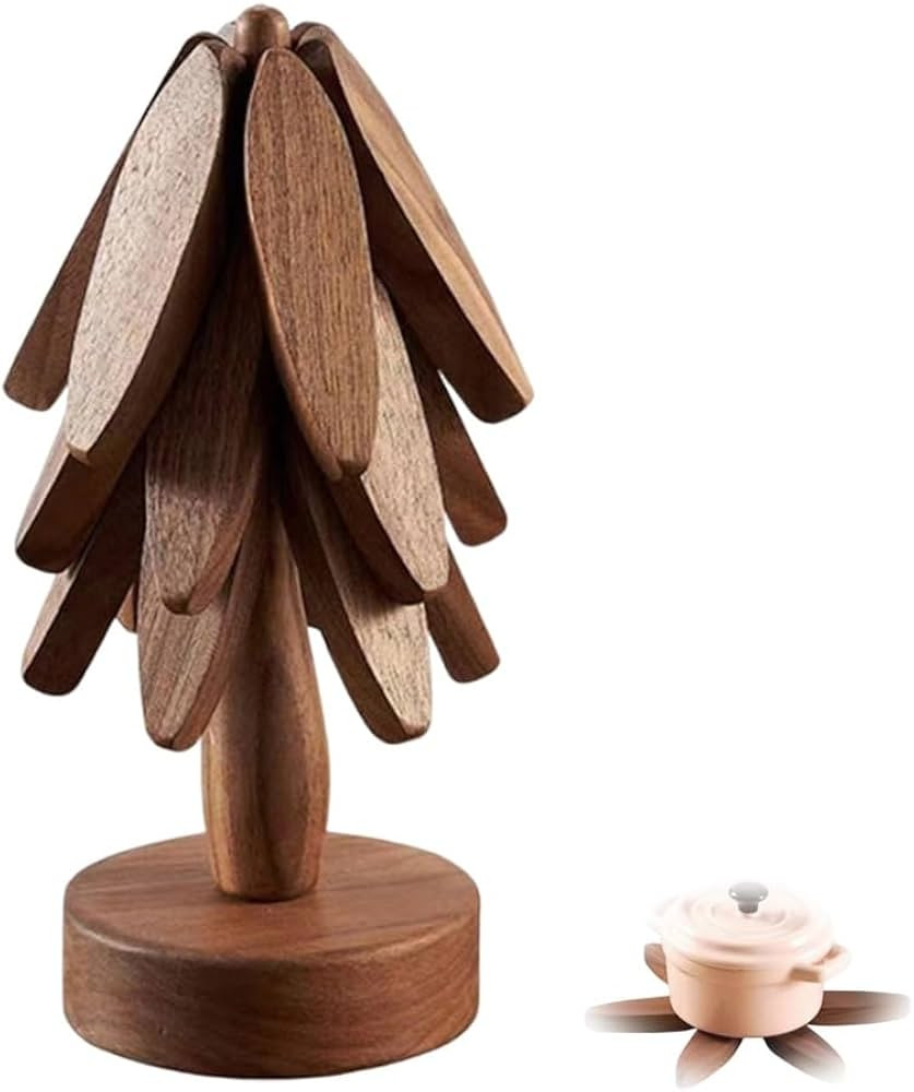 Tree Coaster, Wooden Tree Coaster, Wood Tree Coaster Set, Tree Coaster Stand, Stacking Tree Coast... | Amazon (US)