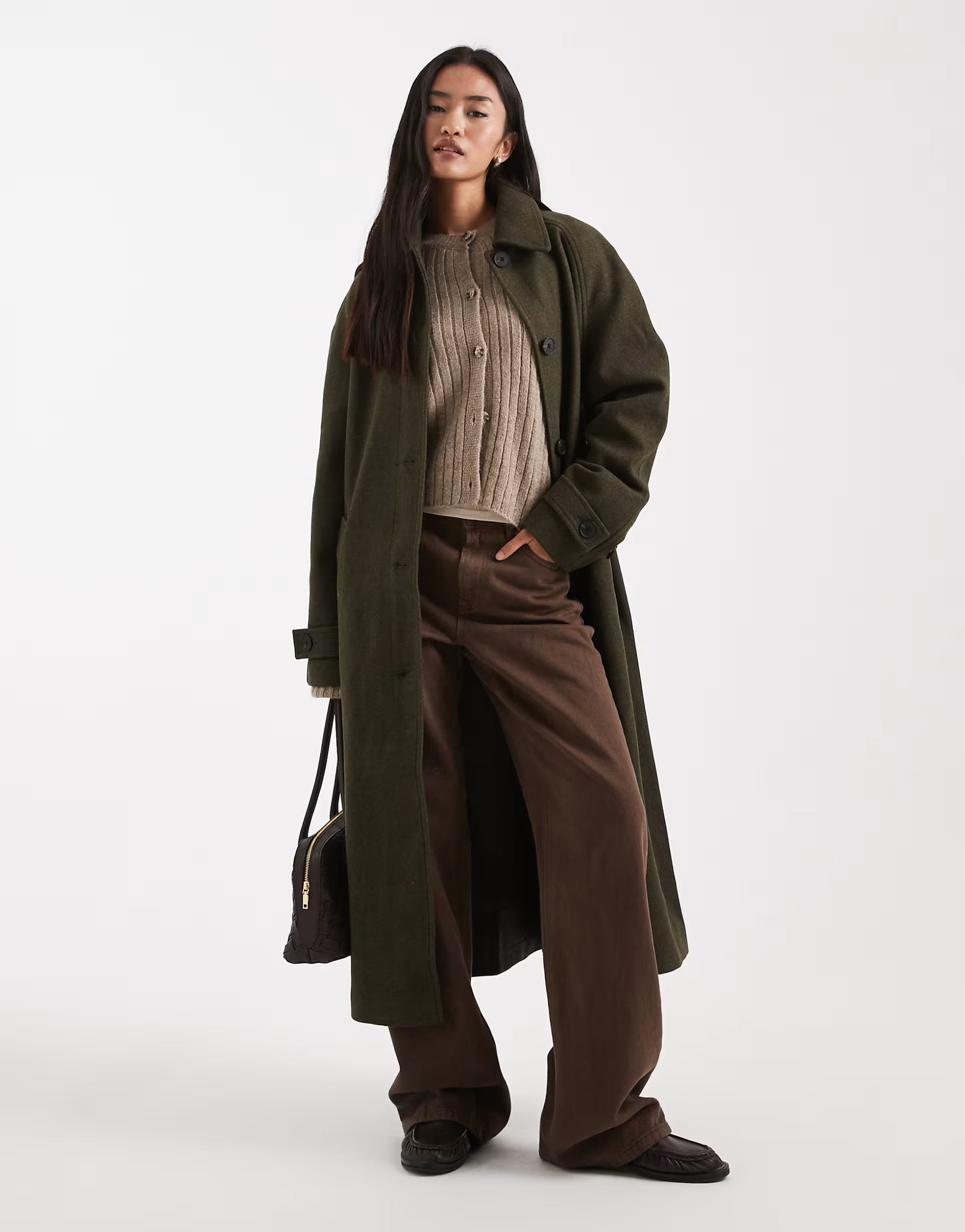 ASOS DESIGN longline car coat in olive | ASOS (Global)