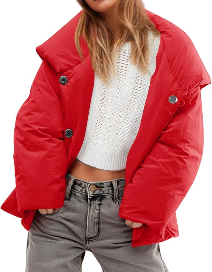 Tankaneo Womens Cropped Puffer Coat Hoodies Oversized Lightweight Winter Jacket Warm Long Sleeve ... | Amazon (US)