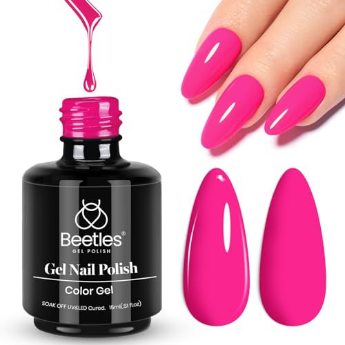 Beetles Pink Gel Nail Polish - Year 2 Kilo Hot Pink Gel Polish, 15ML/0.51Fl Oz Neon Color, Soak Off UV LED Lamp Nail Art, Long-Lasting Manicure Salon DIY Home Spring Valentines Nails - Gifts for Her | Amazon (US)