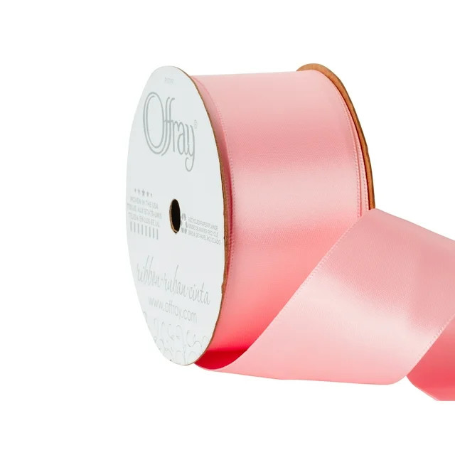 Offray Ribbon, Pink 1 1/2 inch Double Face Satin Polyester Ribbon, 12 feet - Walmart.com | Walmart (US)
