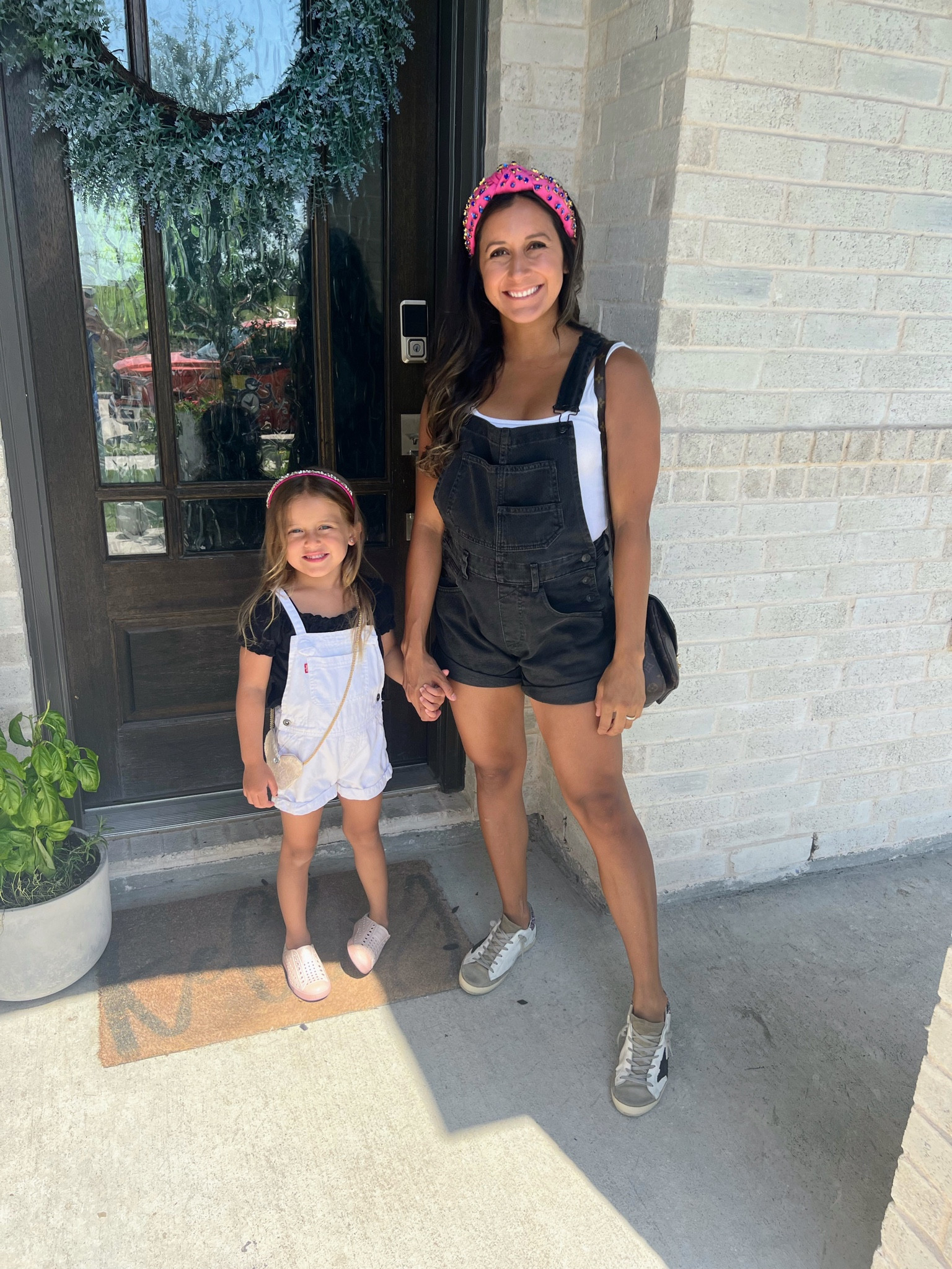Mommy and me, overalls, shortfalls, free people, free people overalls, free people shortfalls, black overalls, black shortfalls, casual outfit, lele sadiughi headband, rhinestone headband, golden goose sneakers, golden goose

#LTKstyletip #LTKSeasonal #LTKFind