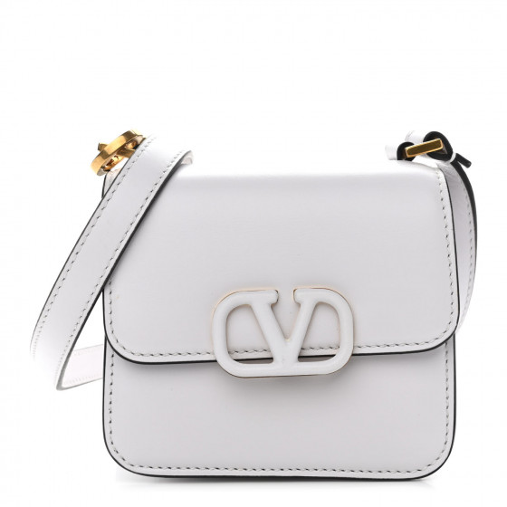 VALENTINO Smooth Calfskin Mini VSling Shoulder Bag White | Fashionphile