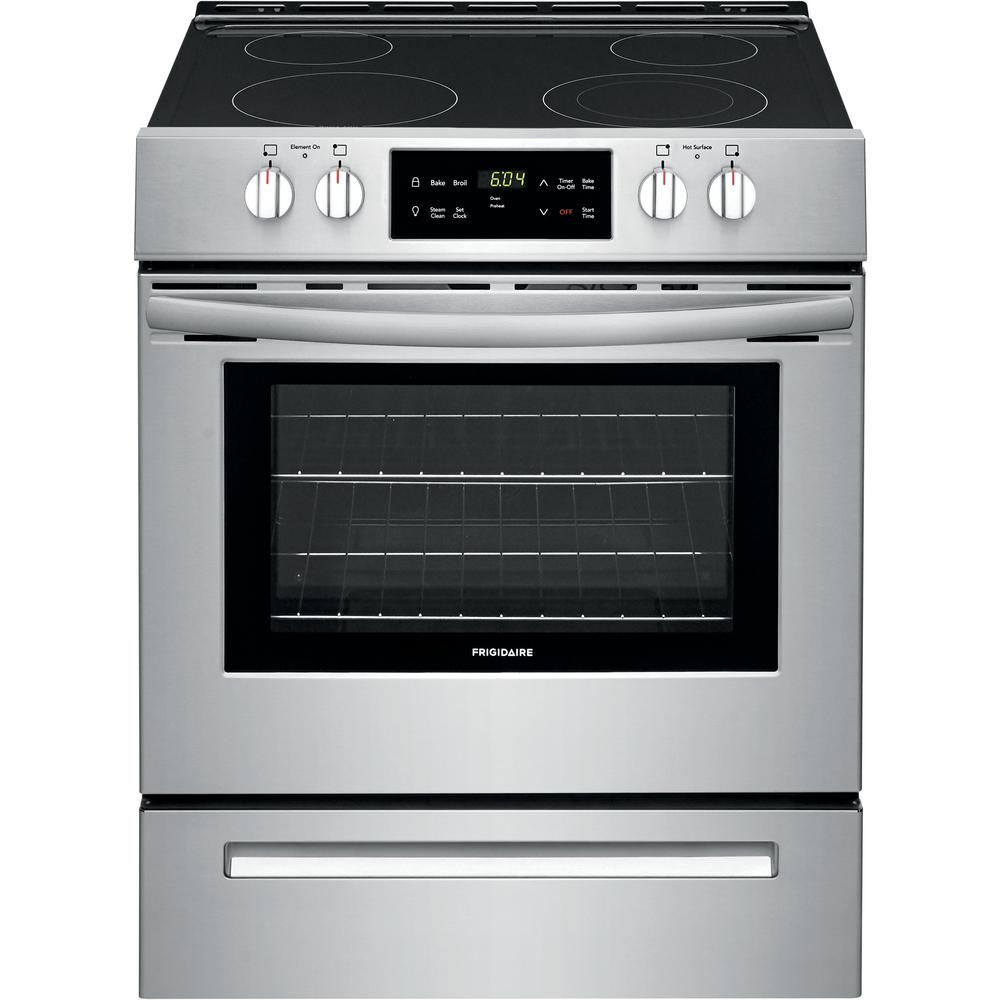 30 in. 5 cu. ft. Front Control Electric Range in Stainless Steel | The Home Depot