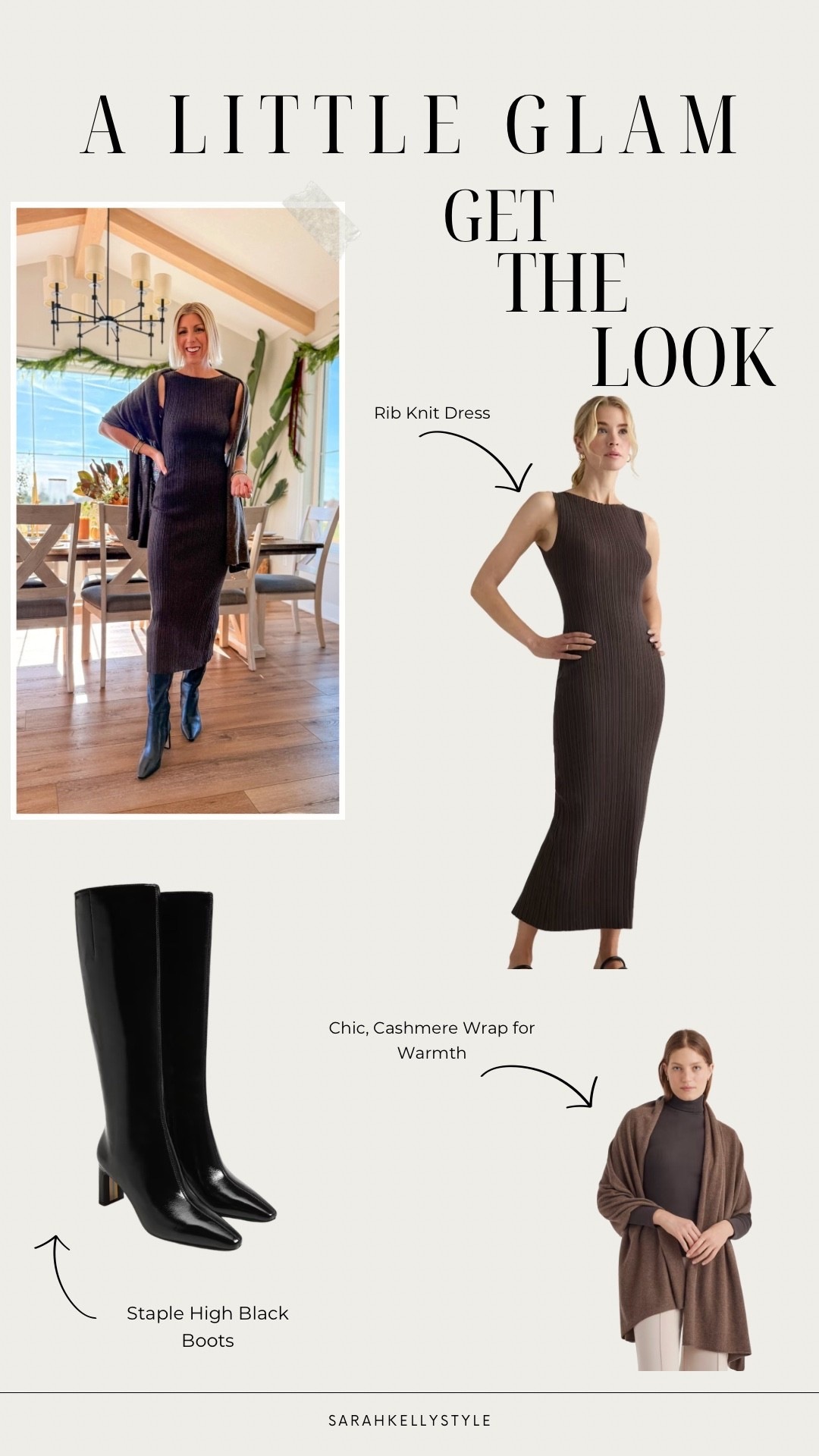 The “A Little Glam” Look
A ribbed knit dress is my winter secret weapon. It’s flattering warm and effortlessly polished. I layered on a soft wrap for extra texture and finished with heeled boots to streamline the whole look. 

#LTKOver40 #LTKStyleTip #LTKSeasonal