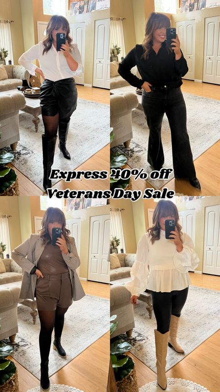 40% off Express veterans day sale. I’m wearing my true size in the jeans size 14. Tops are all in a large. Bottoms/skirts are in an XL. 

#LTKsalealert #LTKunder100 #LTKSeasonal