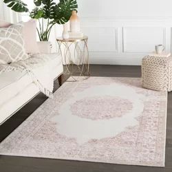 Fleur De Lis Living McCulloch Oriental Pink/White Area Rug | Wayfair North America