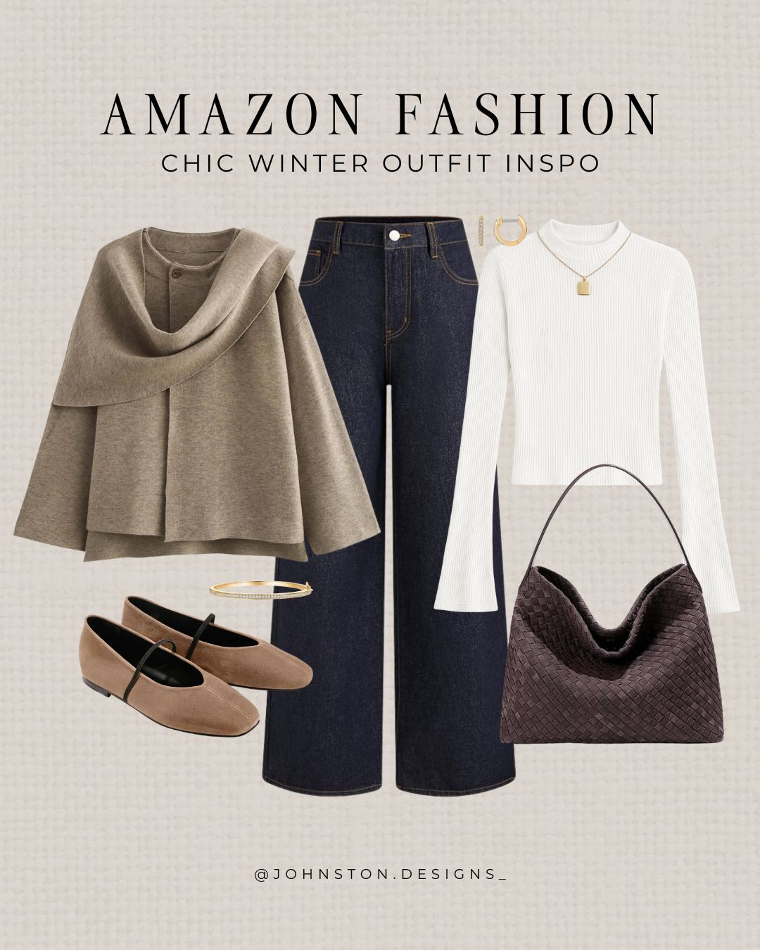 Chic winter outfit inspo! Dark wash wide leg jeans, scarf jacket, stylish flats, and chic basic long sleeve. Elevate your winter wardrobe. Luxury look for less.

Amazon fashion, winter style. 

 #LTKootd #LTKFindsUnder50