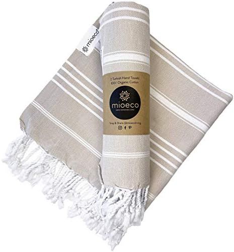 Authentic Cotton Turkish Hand Towel - Classic Luxury Set of 2 - 100% Organic Decorative Hand Towels  | Amazon (US)