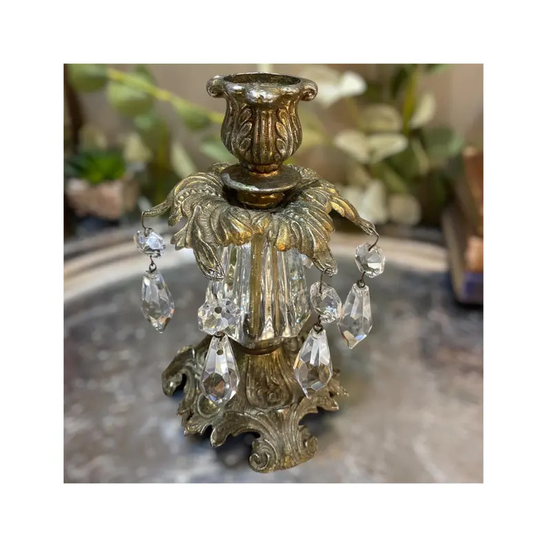 Vintage Candlestick Prisms Crystal Hollywood Regency Signed Candle Holder - Etsy | Etsy (US)