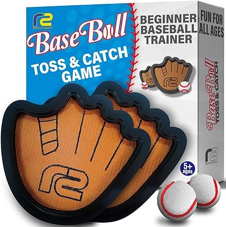 Toss and Catch Ball Set: Beginner Sticky Balls & Kids Baseball Training Glove Toy Paddle - Fun Ba... | Amazon (US)
