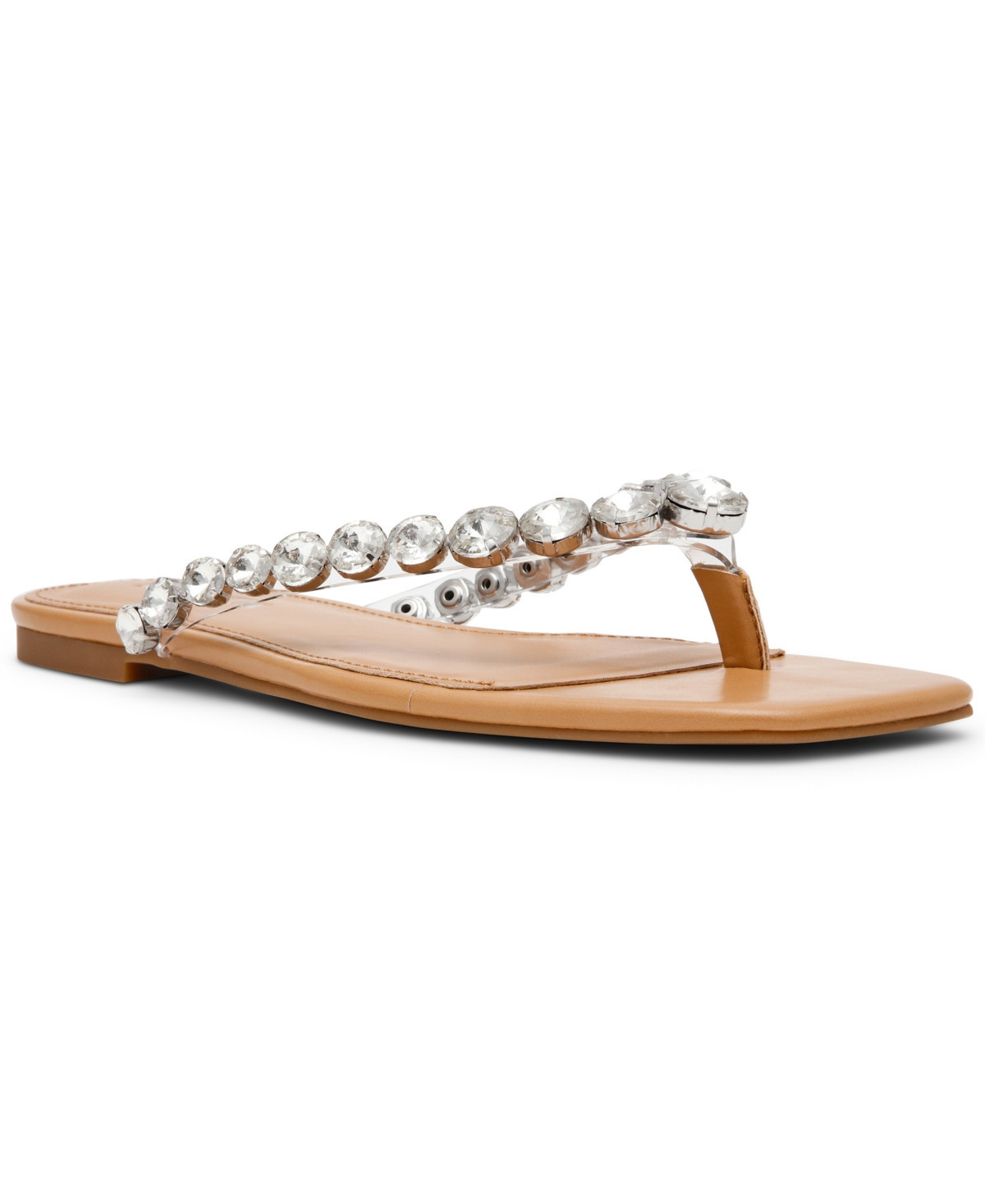 Steve Madden Women's Marble Embellished Square Toe Thong Sandals - Silver Multi | Macy's