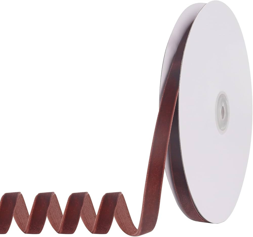 3/8" X 20 Yards Brown Velvet Ribbon for Christmas Tree Wreath Vintage Decoration Handmade Crafts ... | Amazon (US)