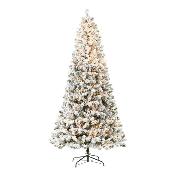 Holiday Time Pre-Lit Flocked Frisco Pine Christmas Tree, Clear Lights, 7.5’ | Walmart (US)