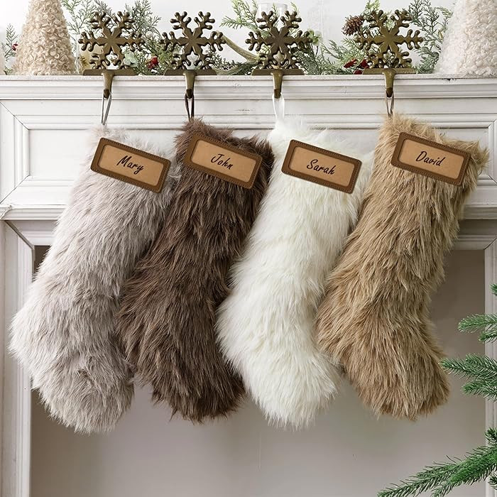 Christmas Stockings, 4 Pcs 18 Inch Neutral Luxury Thick Plush Faux Fur Stocking, 4 Neutral Colors... | Amazon (CA)