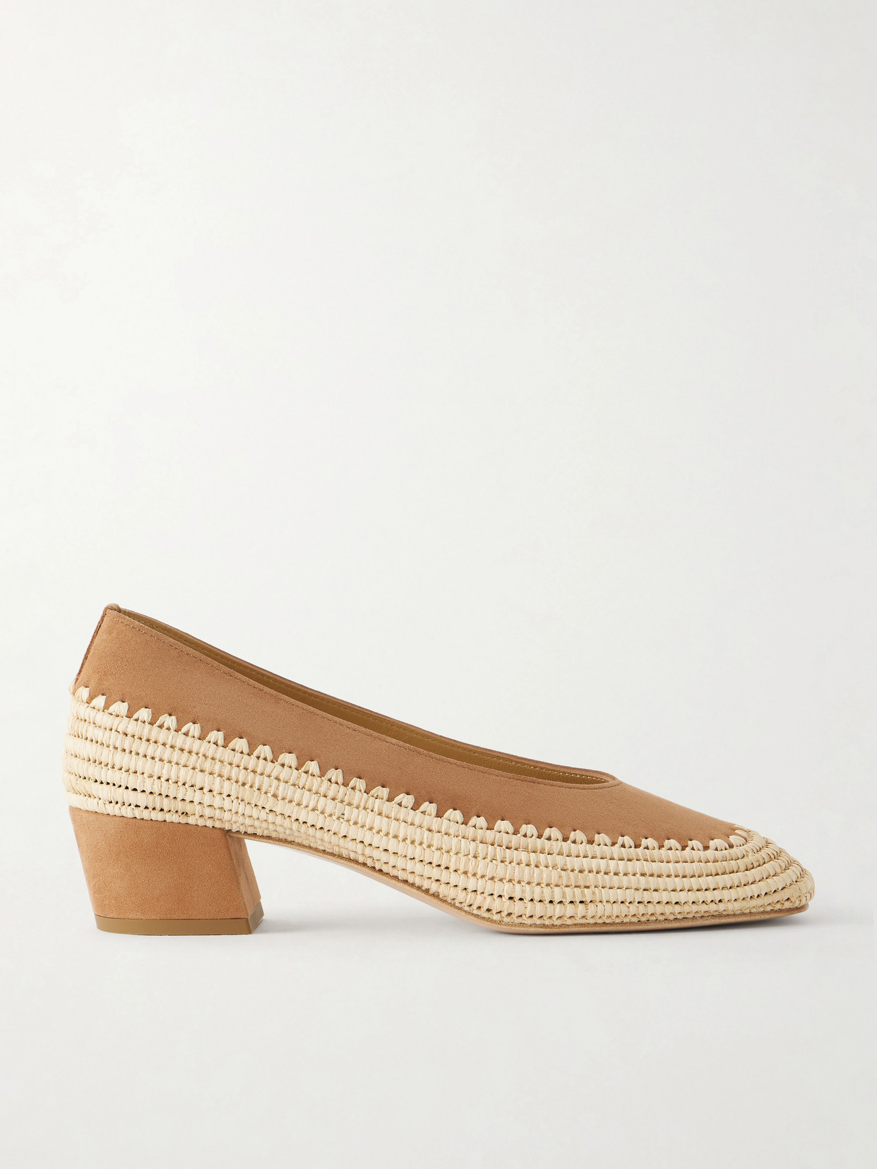 Gabriela Hearst - Strength 40 Suede-trimmed Raffia Pumps - Brown | NET-A-PORTER (US)
