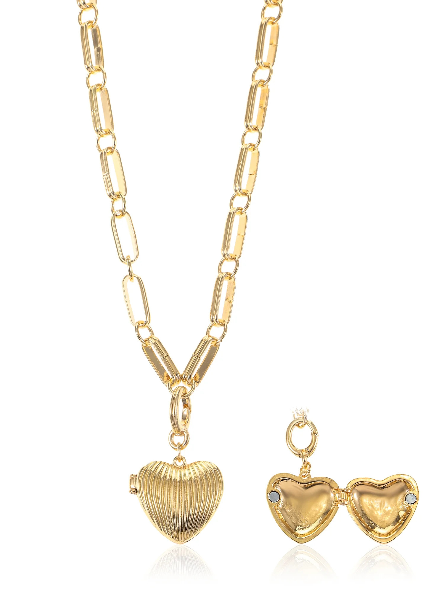Time and Tru Goldtone Chunky Heart Motif Necklace, 1 Piece - Walmart.com | Walmart (US)