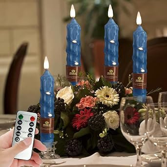 6.5 inch Haze Blue Flameless Candle with String Light Window Candles with Remote Timer Battery Op... | Amazon (US)