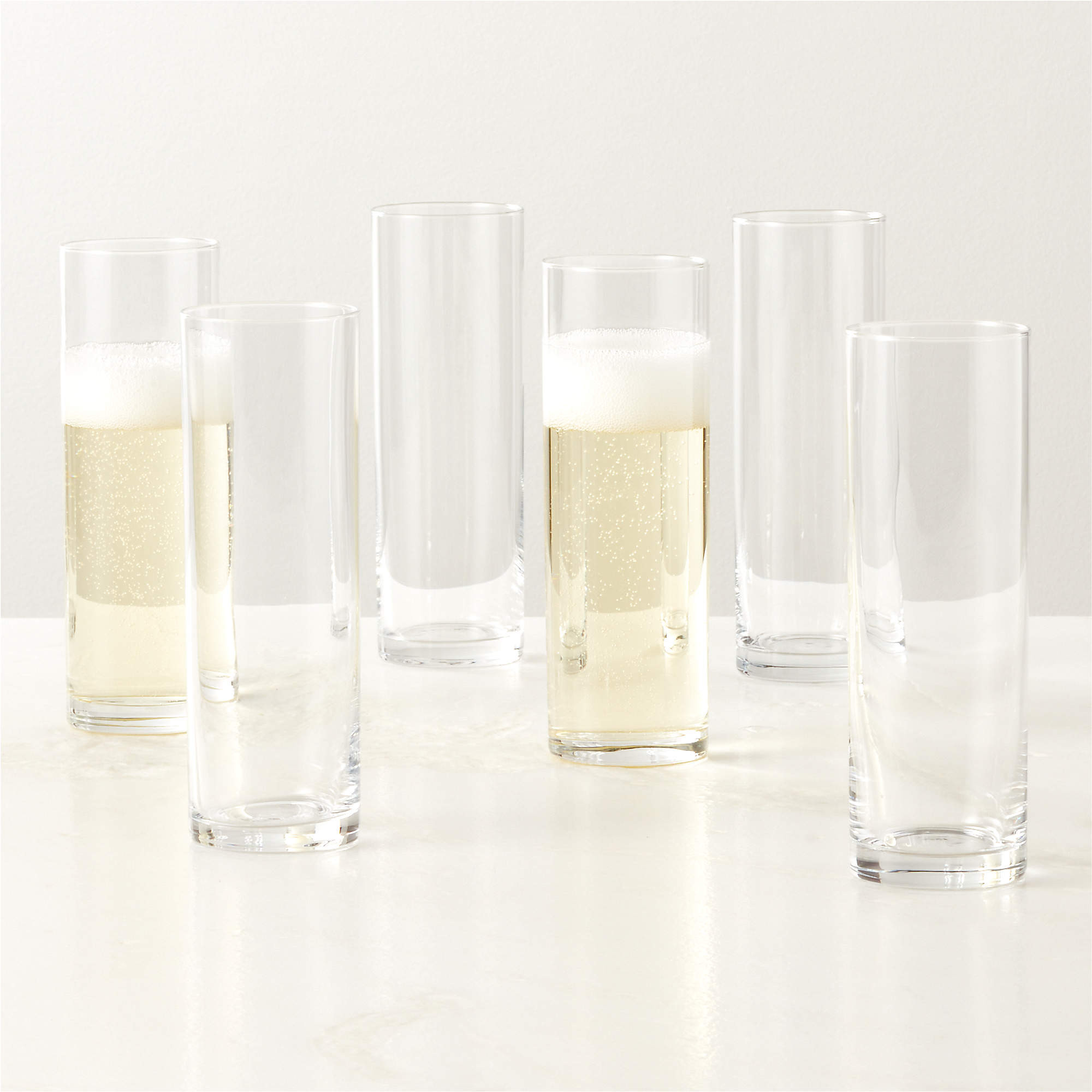 Cylinder Modern Champagne Flute Set of 6 + Reviews | CB2 | CB2