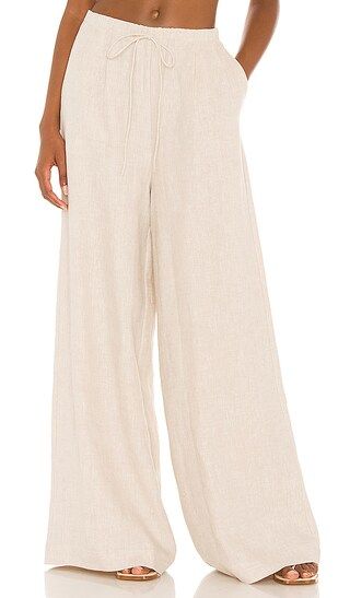 Sophia Linen Palazzo Pant in Flax | Revolve Clothing (Global)