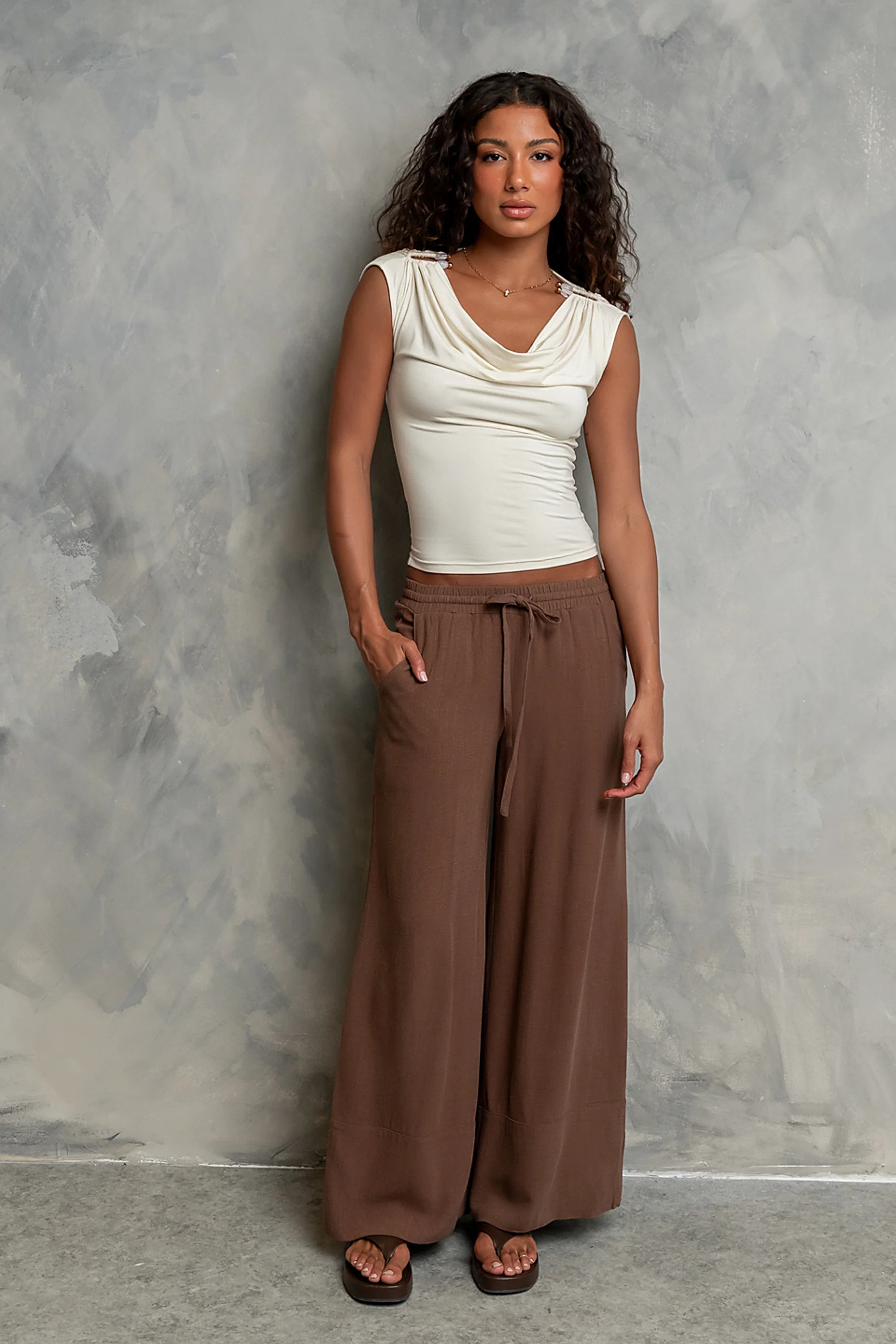 Manny Wide Leg Pants in Brown | Böhme US