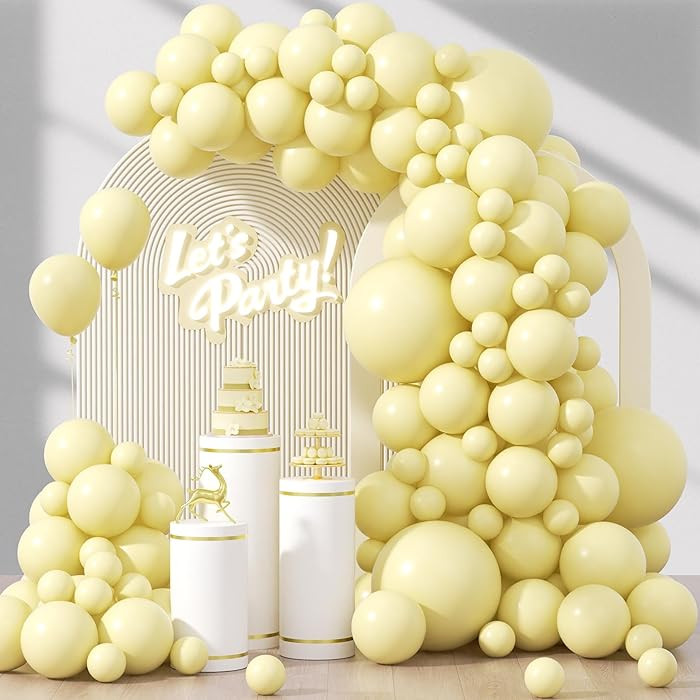 120pcs Pastel Yellow Balloons Different Sizes 18 12 10 5 inch Light Yellow Balloon Arch Kit for G... | Amazon (US)