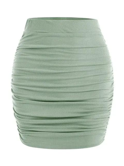 Slinky Ribbed Ruched Side Mini Skirt | ZAFUL (Global)