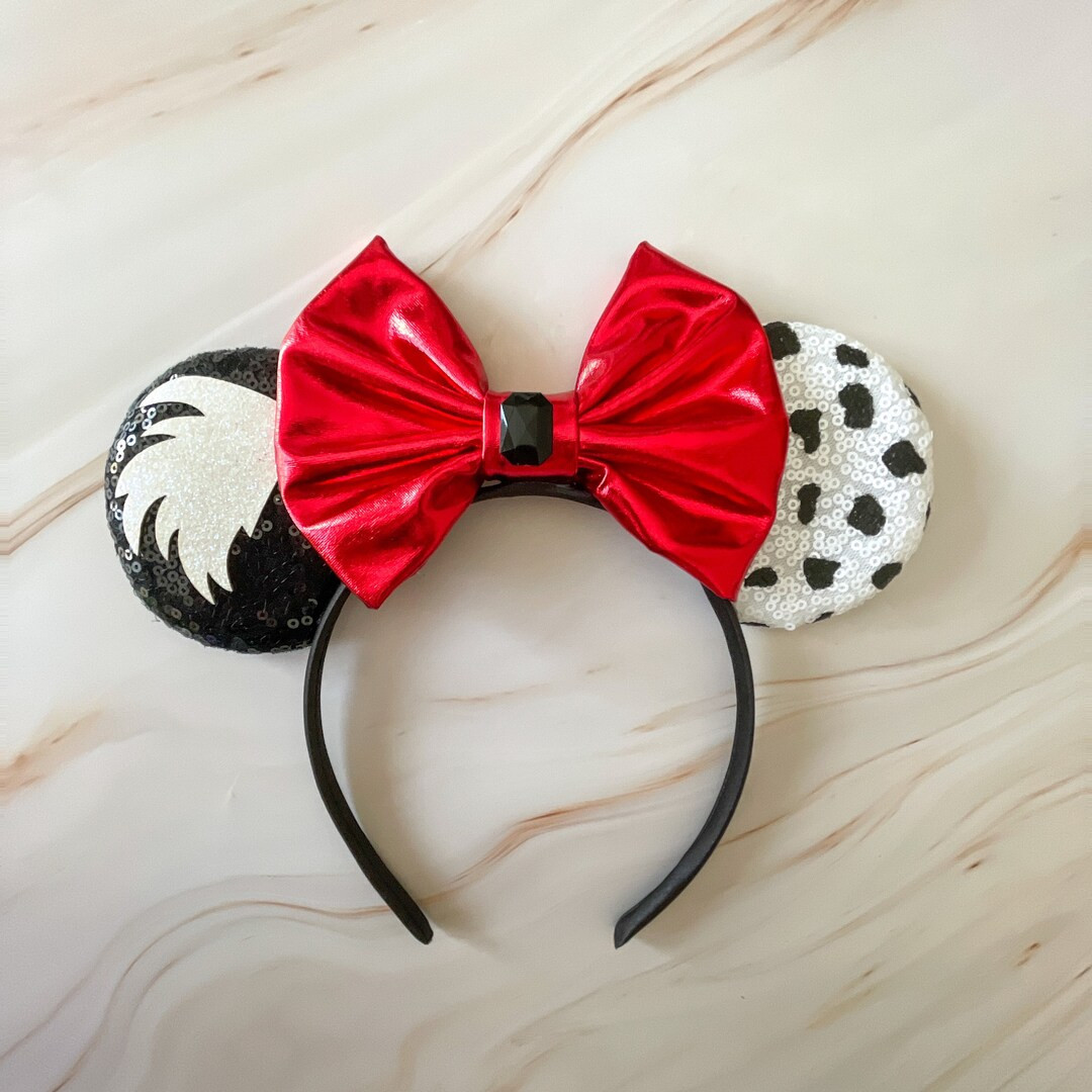 Cruella Minnie Mouse Ears, Villain Minnie Mouse Ears, Dalmatian Minnie Mouse Ears, Halloween Minn... | Etsy (US)