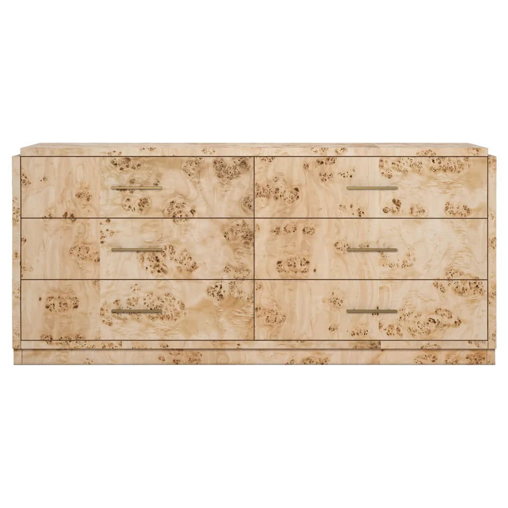 Briella Modern Classic Light Brown Burl Wood Dresser | Kathy Kuo Home
