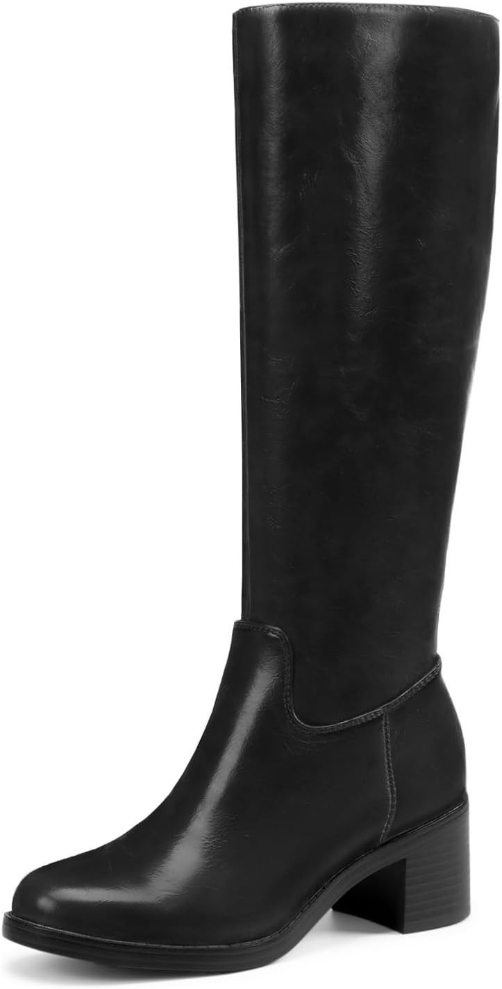 Knee High Boots Women Round Toe Fall Boots with Side Zipper | Amazon (US)