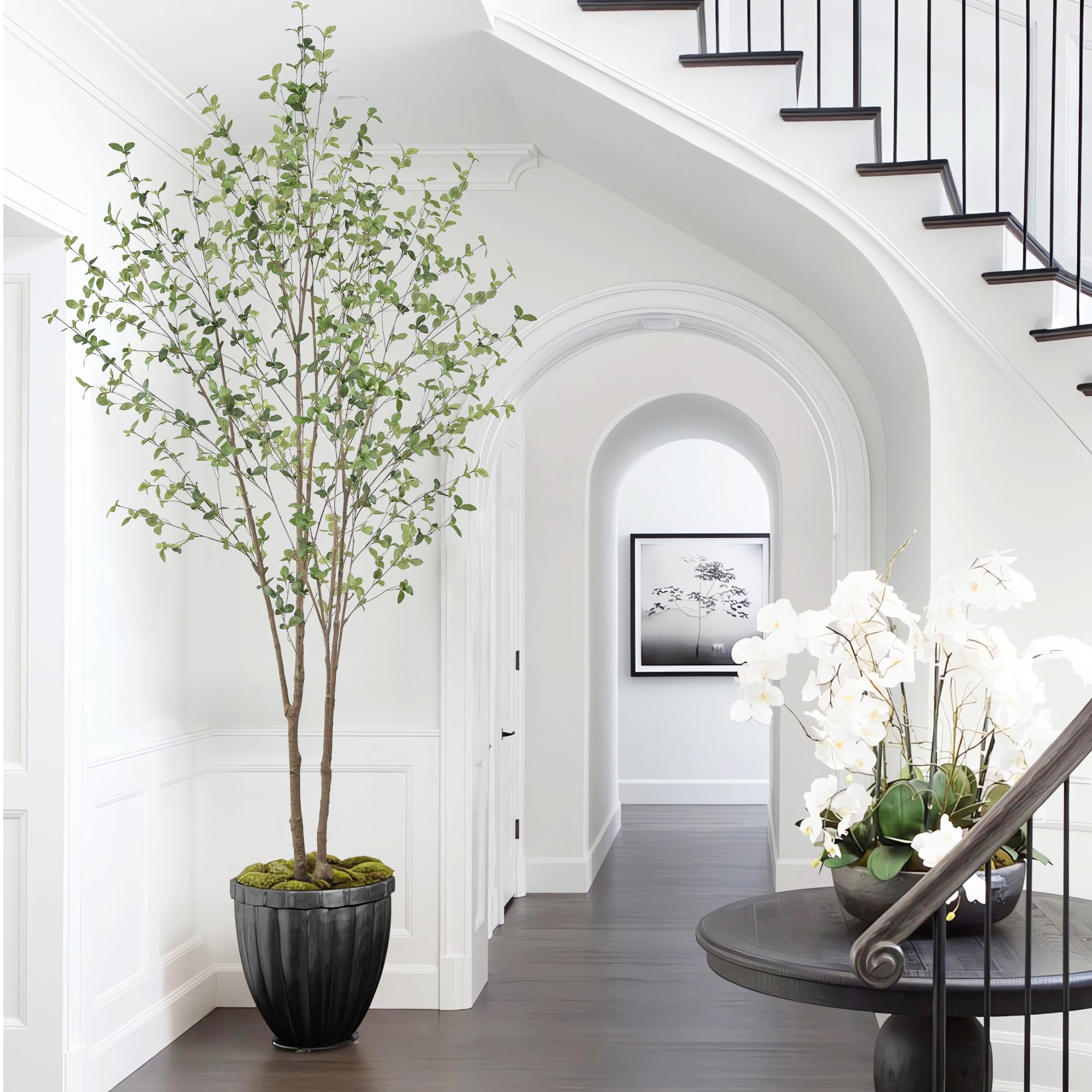 Faux Black Olive Tree 8ft Artificial Plant with Realistic Leaves and Natural Trunks,Fake Floor Po... | Amazon (US)