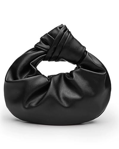 Inkfew Women's Wrinkled PU Leather Cloud Shape Knotted Handbag Y2K Dumpling Hobo Clutch Purse for Party Shopping Prom Wedding,Black | Amazon (US)