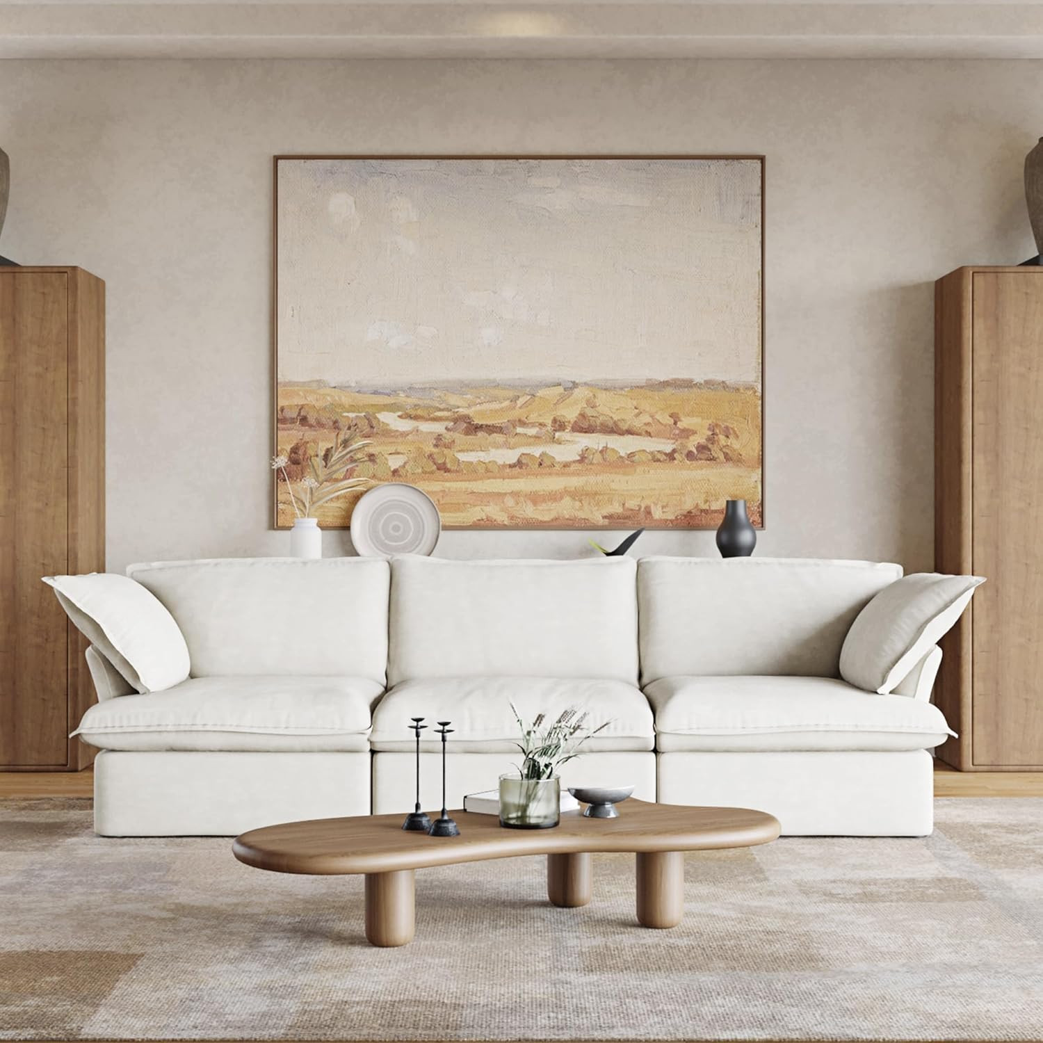 MGH 122.82" Modular Sectional Sofa with Thick Cushion, 3-Seater Minimalist Sofa Couch,Convertible... | Amazon (US)