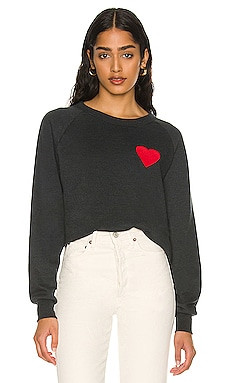 Aviator Nation Heart Embroidery Crew Sweatshirt in Charcoal from Revolve.com | Revolve Clothing (Global)