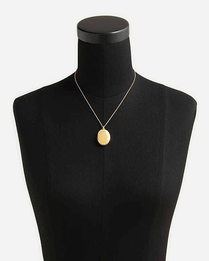 Dainty gold-plated oval locket necklace | J. Crew US