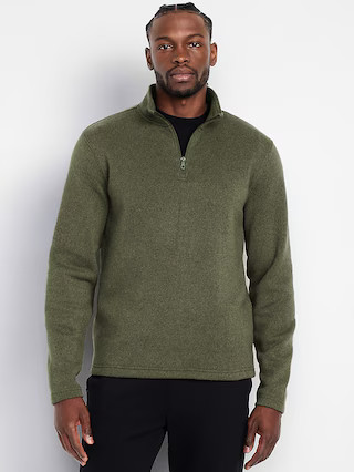 Sweater-Knit Fleece Quarter-Zip Pullover | Old Navy (US)