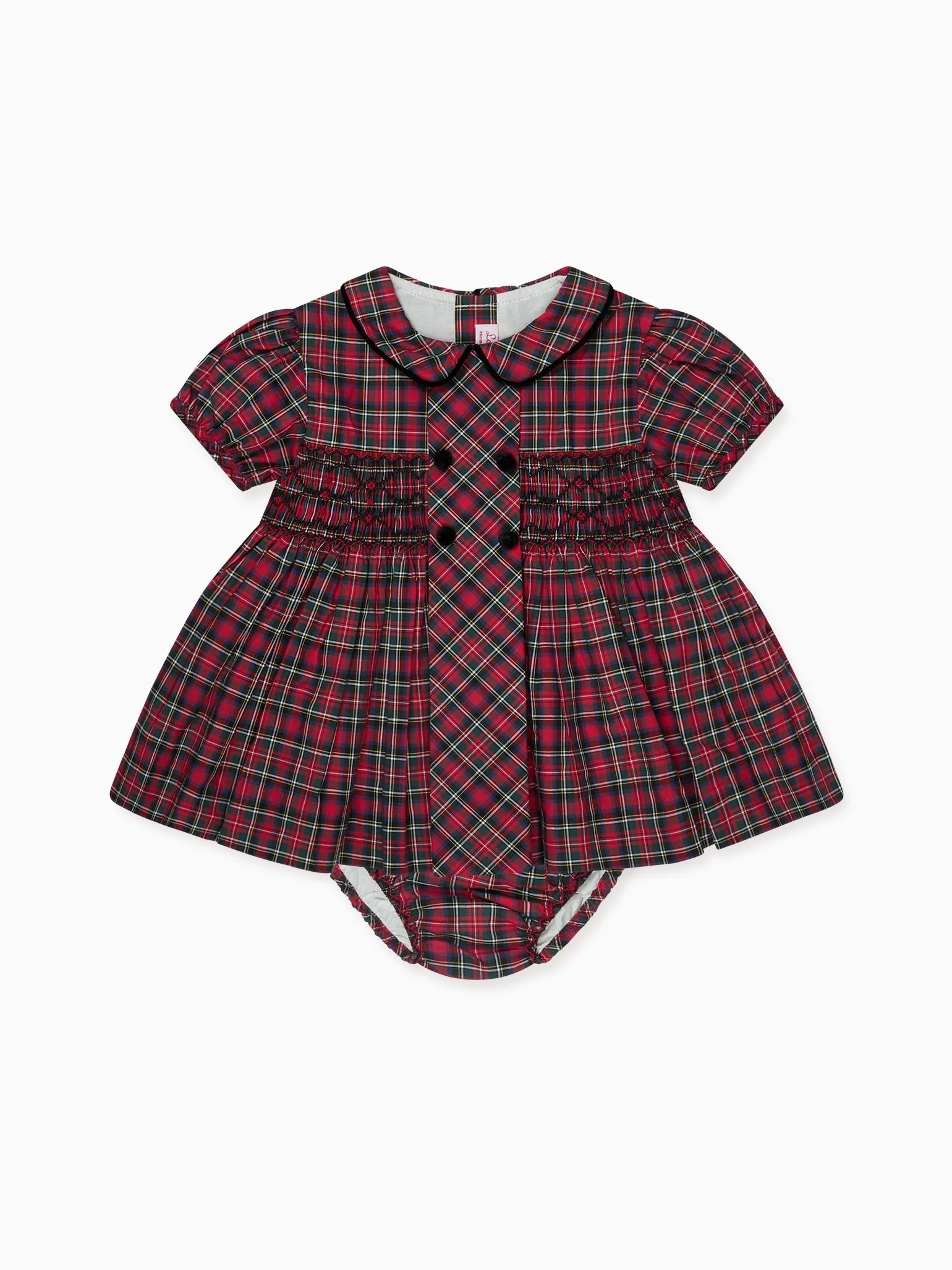 Red Tartan Arcadia Baby Girl Hand-Smocked Set | La Coqueta (US)